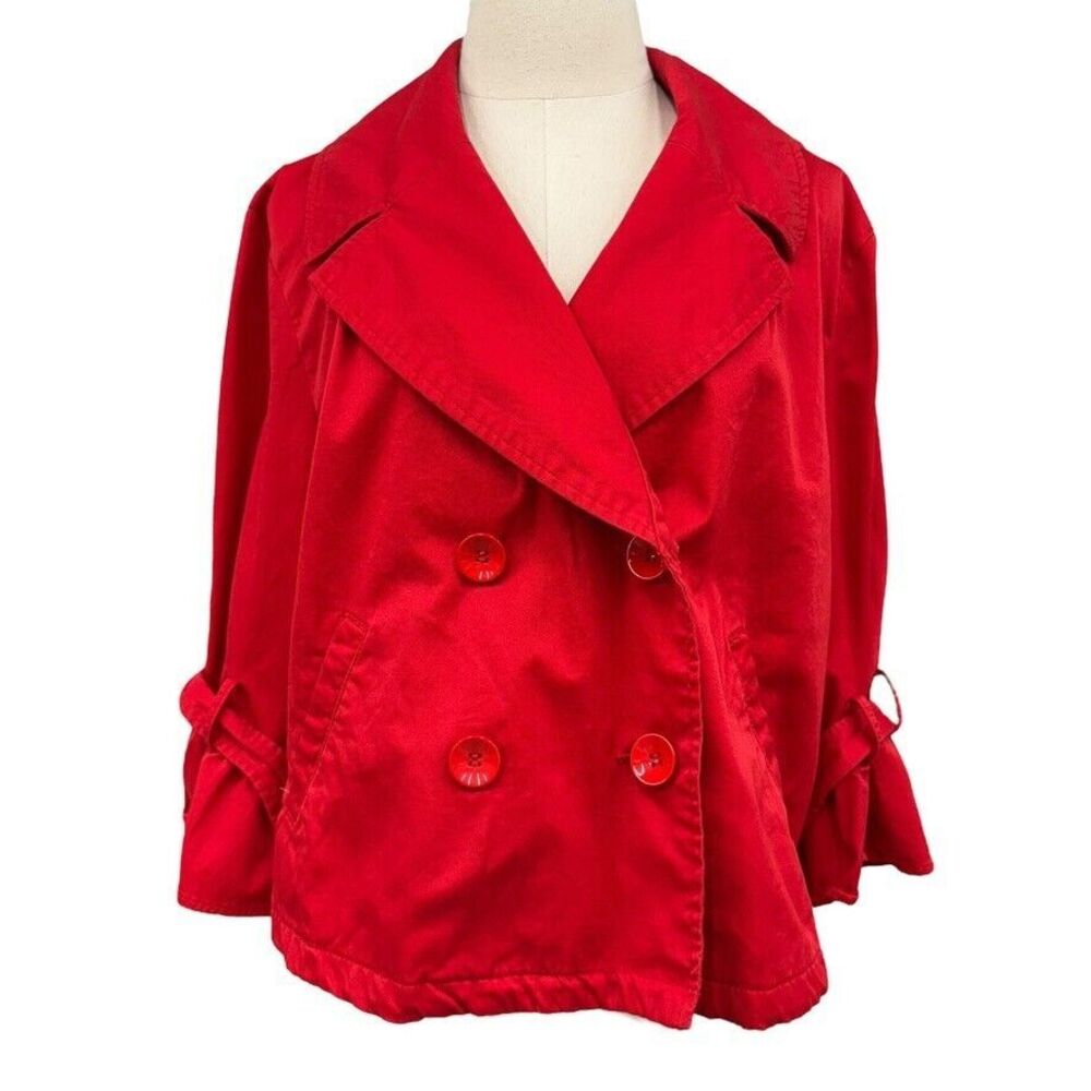 AMI A.M.I. Paris Red Double Breasted Cropped Swing Jacket 3/4 Sleeves Size XL
